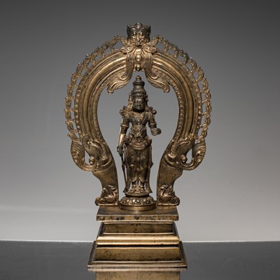 Lot 285 - LARGE STANDING KERALA BRONZE INDIA 18TH CENTURY