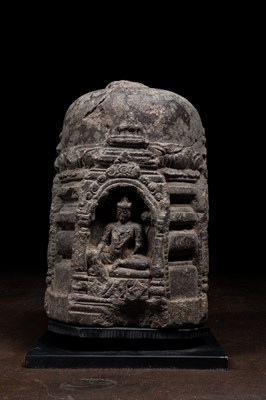 Lot 163 - BLACK STONE STUPA BASE PALA 12TH CENTURY