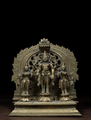 Lot 209 - SOUTH INDIAN BRONZE VISHNU SHRINE 19TH CENTURY