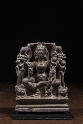 Lot 154 - DURGA GAJALAKSHMI 7TH TO 9TH CENTURY KASHMIR STONE