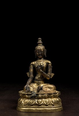 Lot 10 - GREEN TARA COPPER FIREGILT CHINA 19TH CENTURY
