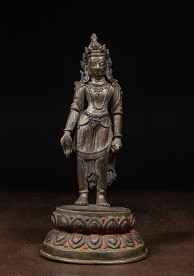 Lot 59 - STANDING PADMAPANI BRONZE NEPAL 17TH CENTURY