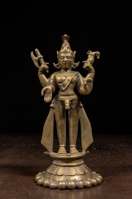 Lot 218 - STANDING SHIVA CHANDRASHEKARA BRONZE INDIA 18TH CENTURY