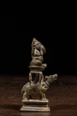 Lot 140 - GANESHA ON RAT BRONZE INDIA 18TH CENTURY