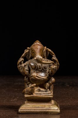 Lot 229 - SEATED GANESHA WITH RAT INDIA 19TH CENTURY