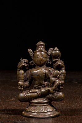 Lot 132 - VISHNU AND LAKSHMI BRONZE INDIA 15TH - 16TH CENTURY
