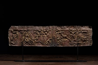Lot 42 - TANTRIC COPPER HAMMERED PANEEL DEPICTING THE NAGA BUDDHA TIBET 19TH CENTURY