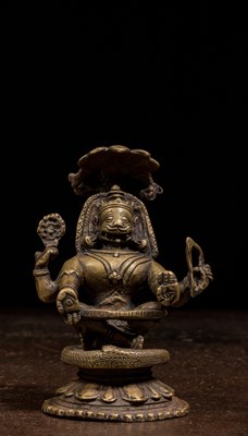 Lot 192 - SEATED BRONZE NARASHIMA INDIA 19TH CENTURY