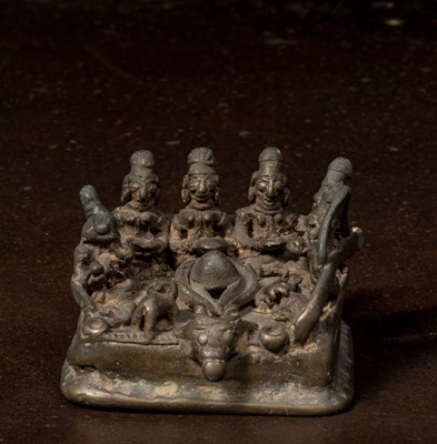 Lot 148 - FAMILIY OF SHIVA SHRINE BRONZE INDIA 18TH CENTURY