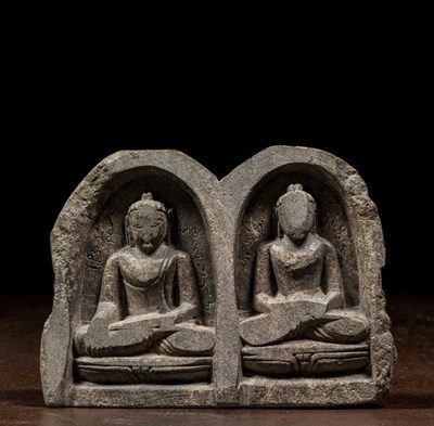 Lot 41 - PAIR OF SEATED BUDDHAS NEPAL 13TH CENTURY