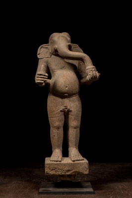 Lot 107 - STANDING SANDSTONE GANESHA KHMER 10TH TO 11TH CENTURY