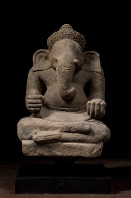 Lot 102 - SEATED SANDSTONE GANESHA KHMER EMPIRE