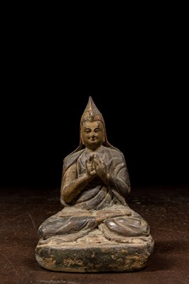 Lot 58 - POLYCHROME CLAY TSA TSA LAMA TIBET 17TH CENTURY