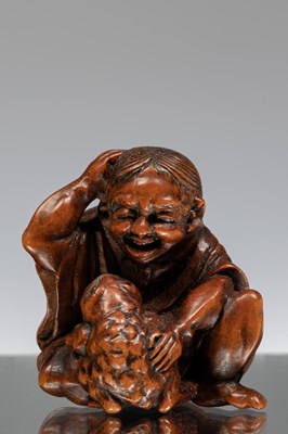 Lot 245 - WOOD CARVED NETSUKE