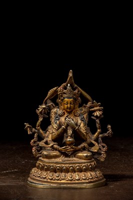 Lot 75 - BRONZE SCULPTURE OF NAMASANGITI MANJUSRI NEPAL 19TH CENTURY