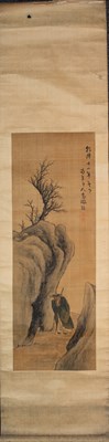 Lot 20 - FINE CHINESE HANGING SCROLL OF A HERMIT SCHOLAR , QINGG DYNASTY