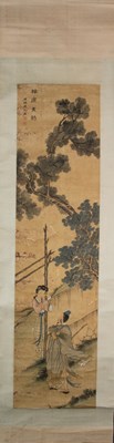 Lot 23 - SCHOLAR AND COURTESAN BENEATH A PINE , CHINA QING DYNASTY