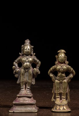 Lot 116 - PAIR OF SOUTH INDIAN BRONZES OF VITHOBA AND RADHA