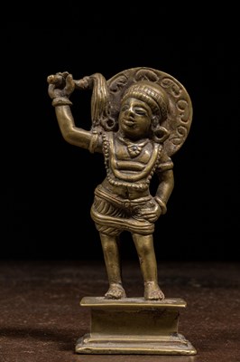 Lot 182 - STANDING BRONZE SAMBANDAR WITH SILVER EYES