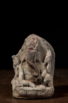 Lot 84 - SEATED GANESHA STONE NEPAL 18TH CENTURY
