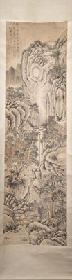 Lot 76 - A CHINESE LANDSCAPE SCROLL PAINTING LATE QING DYNASTY 19TH CENTURY