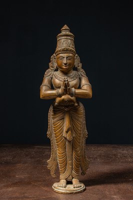 Lot 159 - INDIAN BRONZE STANDING LASHUAN SCULPTURE 19TH CENTURY