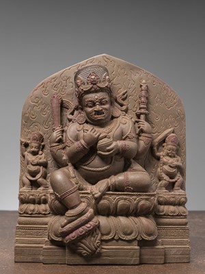 Lot 264 - A FIGURE OF MAHAKALA WITH ATTENDANTS, NEPAL, 19TH CENTURY