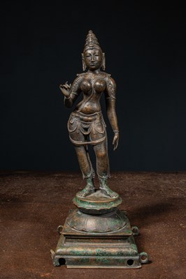Lot 238 - STANDING PARVATI BRONZE INDIA 17TH CENTURY