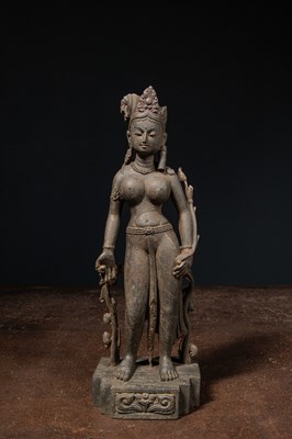 Lot 30 - STANDING TARA STONE NEPAL 19TH CENTURY REVIVAL