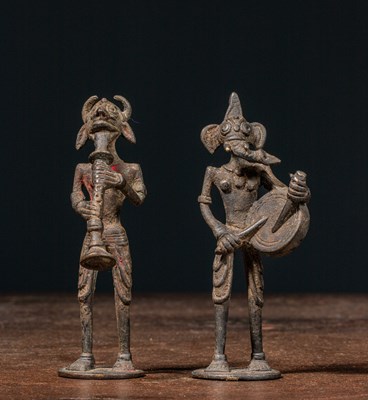 Lot 173 - PAIR OF BRONZE MUSICIANS INDIA 19TH CENTURY