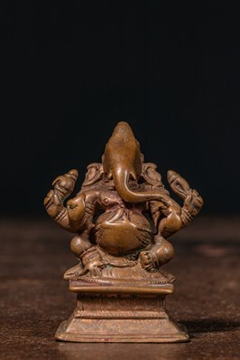 Lot 24 - SEATED BRONZE GANESHA INDIA 16TH CENTURY