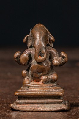Lot 91 - SEATED BRONZE GANESHA INDIA 15TH CENTURY