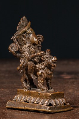 Lot 222 - SEATED DURGA ON LION BRONZE NEPAL 15TH CENTURY