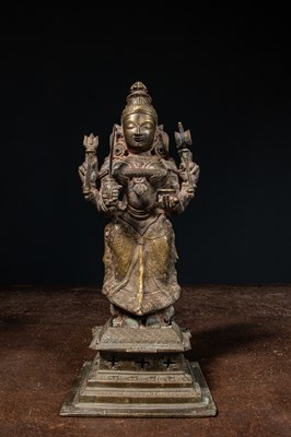 Lot 236 - A LARGE STANDING BRONZE DURGA INDIA 19TH CENTURY