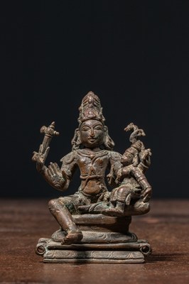 Lot 184 - SHIVA AND PARVATI BRONZE INDIA 15TH CENTURY