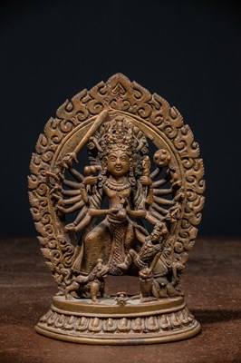 Lot 59 - DURGA BRONZ NEPAL 18TH CENTURY