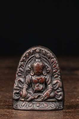 Lot 82 - SEATED STONEWARE JAMBHALA TIBET 18TH CENTURY