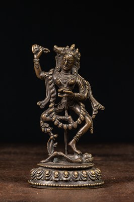 Lot 57 - STANDING BRONZE VAJRAVARAHI TIBET 15TH CENTURY
