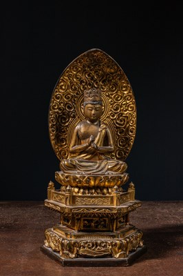 Lot 7 - (R) BUDDHA VAIROCANA WOOD GILT JAPAN LATE EDO-PERIOD 1780 - 1820'S