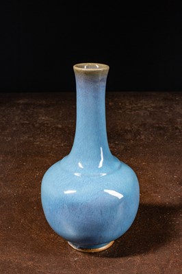 Lot 81 - (R) BALUSTER VASE MONOCHROME LIGHT BLUE GLAZE QING-DYNASTY CHINA