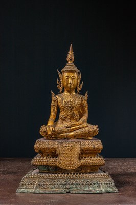 Lot 11 - (R) SEATED BRONZE GILT BUDDHA, THAILAND RATANAKOSIN 1850'S