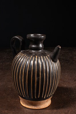 Lot 76 - (R) BULBOUS WINE JUG BROWN HENAN GLAZE, 12TH CENTURY SONG DYNASTY CHINA
