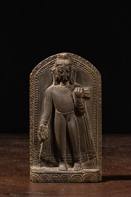 Lot 2 - (R) STANDING STONE BUDDHA NEPAL 17TH CENTURY PALA REVIVAL