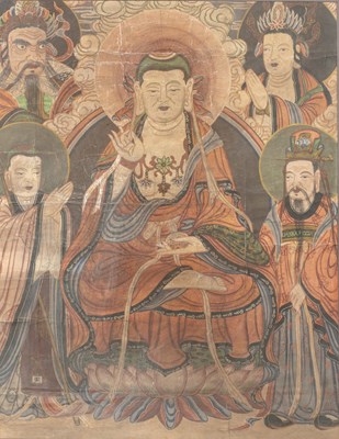 Lot 39 - (R) A LARGE PAINTING WITH COLOURS ON PAPER , KOREA CHOSON PERIOD 18TH / 19TH CENTURY