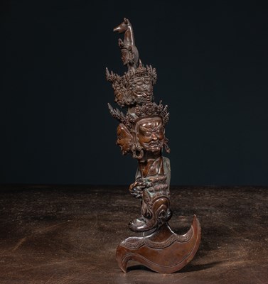 Lot 16 - (R) A BRONZE RITUAL PHURBA (KĪLA) TIBET 19TH CENTURY