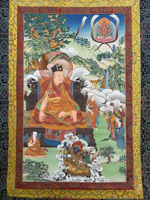 Lot 250 - A THANGKA OF THE 2ND KARMAPA, KARMA PAKSHI, BY JIGME TAMANG MUGUM, NEPAL 2019
