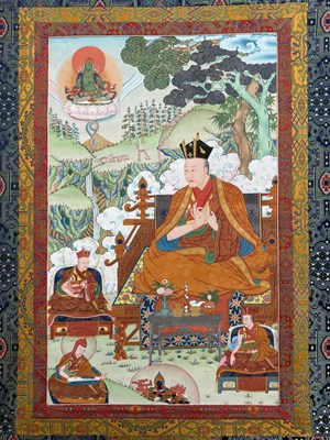 Lot 255 - A THANGKA OF THE 7TH KARMAPA, CHÖDRAK GYAMTSO, BY JIGME TAMANG MUGUM, NEPAL 2021