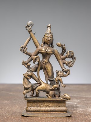 Lot 306 - A BRONZE DURGA, INDIA, 17TH CENTURY