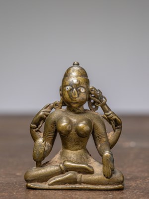 Lot 307 - A FOUR ARMED JAIN WITH SILVER EYES, INDIA, 16TH CENTURY