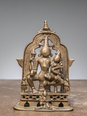 Lot 328 - A VISHNU AND LAKSHMI SHRINE, BRONZE, INDIA 17TH CENTURY